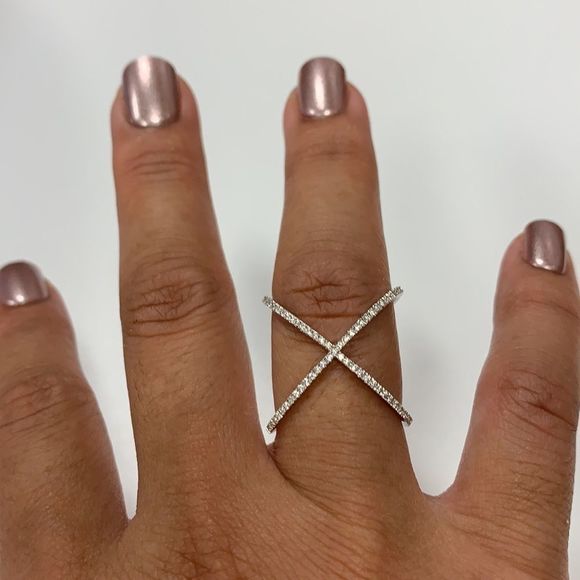 X micropaved diamond saintly minimalist ring - Picture 8 of 12